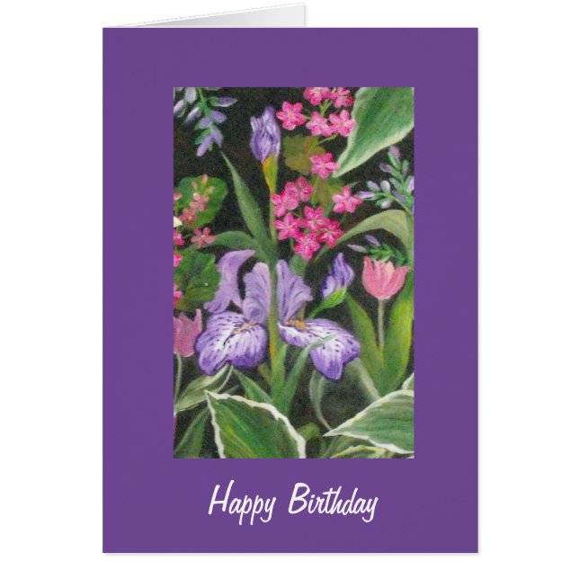 Iris Garden Birthday Card Hälsningskort (Framsidan)