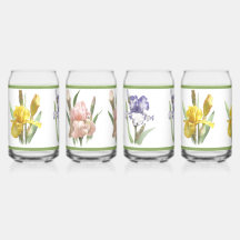 Iris Garden Botanical Art Assorting kan Glass Set