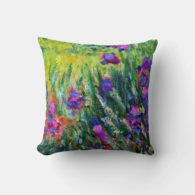 Iris Garden in Giverny Claude Monet Fine Art Kudde (Framsida)