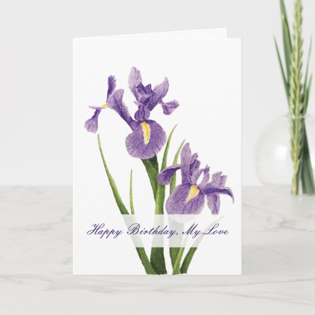 Iris Garden Wife Birdday Kort (Framsida)