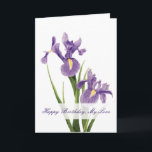 Iris Garden Wife Birdday Kort<br><div class="desc">Två vackra Louisiana iriserar på framsidan av det här födelsedagskortet. lilan skapar en delikat och öga-fångstande design för att hedra din fru. ord "Grattis på födelsedagen, Min Kärlek" är skrivet på framsidan. Insidan innehåller en söt känsla som du kan antingen anpassa eller behålla. Gör din frus födelsedag speciellare med elegantens...</div>