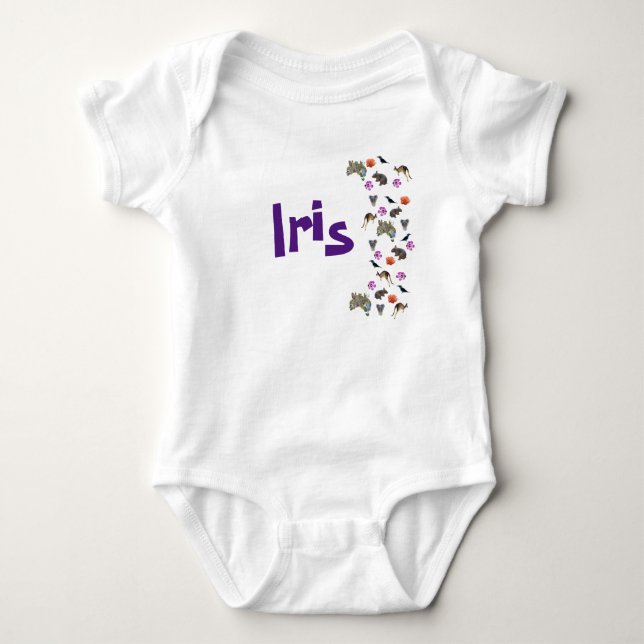 Iris, Girls Namn med Australian Wildlife T Shirt (Framsida)