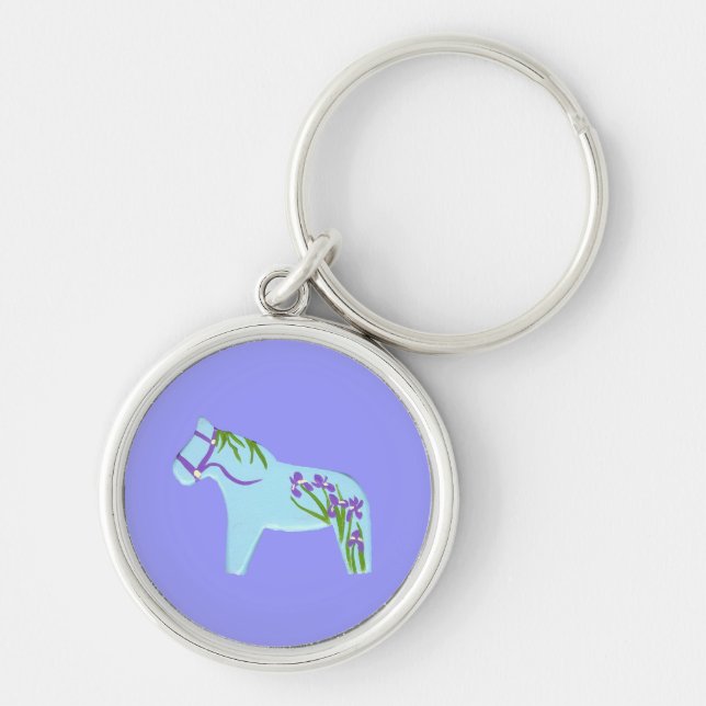 Iris Horse Keychain Rund Silverfärgad Nyckelring (Framsidan)