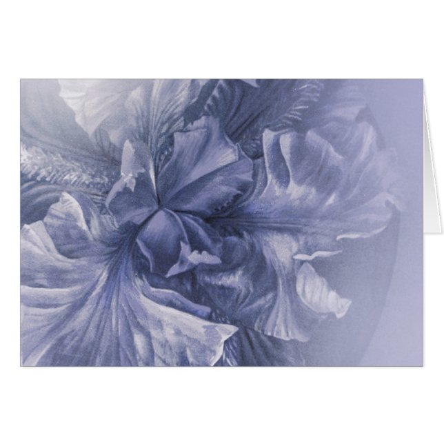 Iris inre skönhet silvernyans blomkonstkort hälsningskort (Framsidan Horizontal)