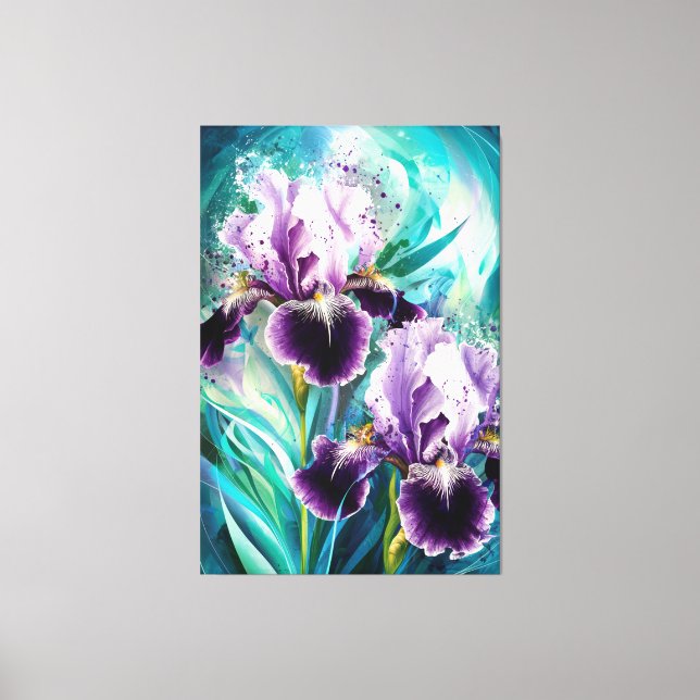 *~* Iris Irises Flower Painting AP84 Canvastryck (Framsida)