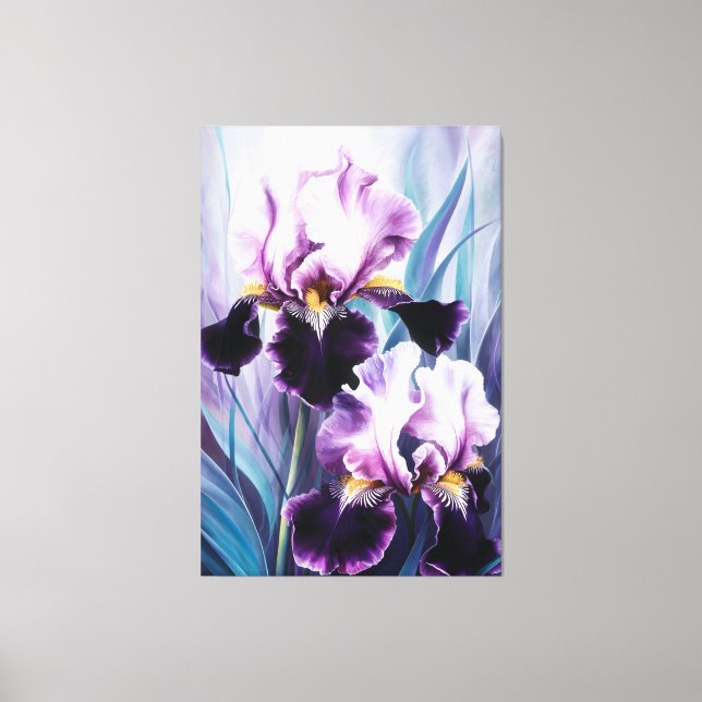 *~* Iris Irises Flower Painting AP84 Canvastryck (Framsida)