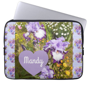 Iris Irises Lila Flower Birthday Girls Namn Laptop Fodral