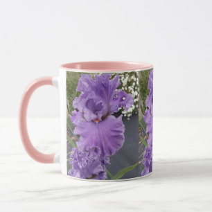 Iris Irises Lila Flower Blommigt Lavender Mugg
