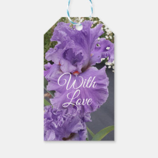 Iris Irises Lila Flower Blommigt Lavender Presentetikett