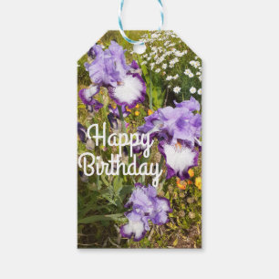 Iris Irises Lila Flower Blommigt Lavender Presentetikett
