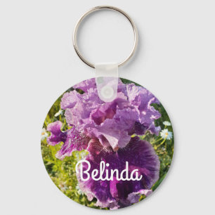 Iris Irises Lila Flower Blommigt Womans Namn Nyckelring