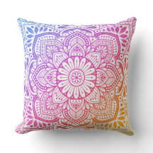 Iris Mandala Throw Pillow