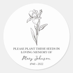 Iris Memorial Funeral Seed Packet Runt Klistermärke