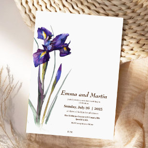 Iris Minimalist Modern vackra Blommigt Bröllop Inbjudningar