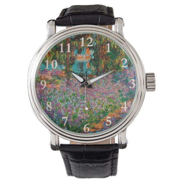 Iris Monet Trädgård Giverny blommor Armbandsur (Framsida)