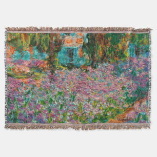Iris Monet Trädgård Giverny blommor Filt