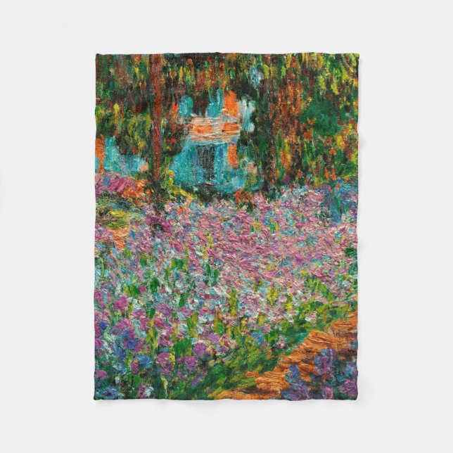 Iris Monet Trädgård Giverny blommor Fleecefilt (Framsidan)