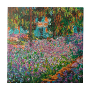 Iris Monet Trädgård Giverny blommor Kakelplatta