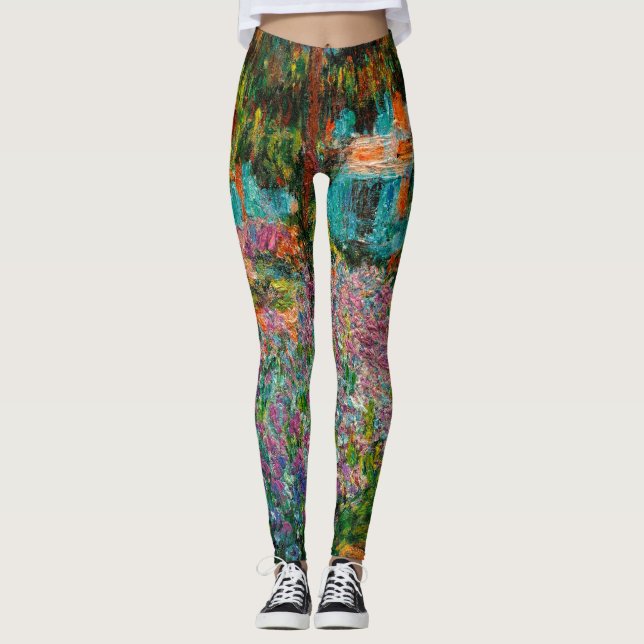 Iris Monet Trädgård Giverny blommor Leggings (Framsida)