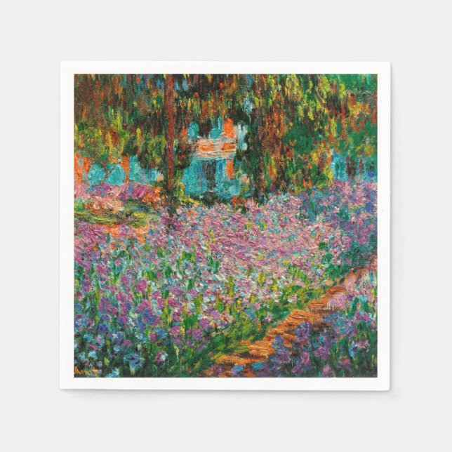 Iris Monet Trädgård Giverny blommor Pappersservett (Framsidan)