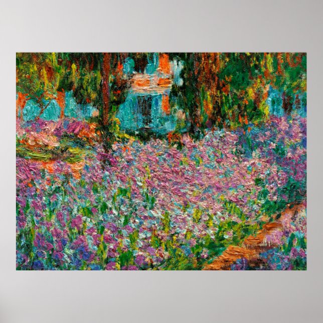 Iris Monet Trädgård Giverny blommor Poster (Framsidan)
