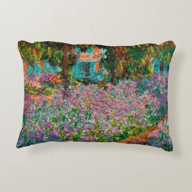 Iris Monet Trädgård Giverny blommor Prydnadskudde (Baksidan)