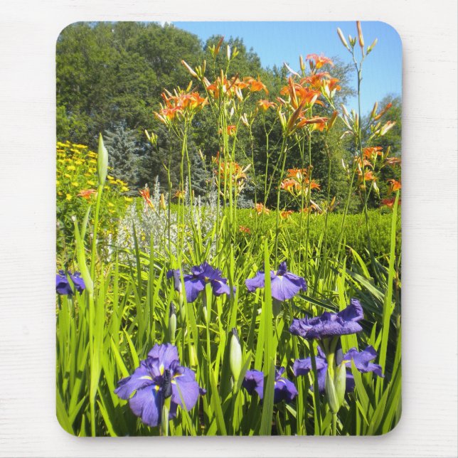 Iris N Daylilies trädgård Mousepad Musmatta (Framsidan)