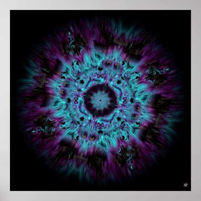 Iris nebula - färglös abstrakt mönster v2-1 poster (Framsidan)