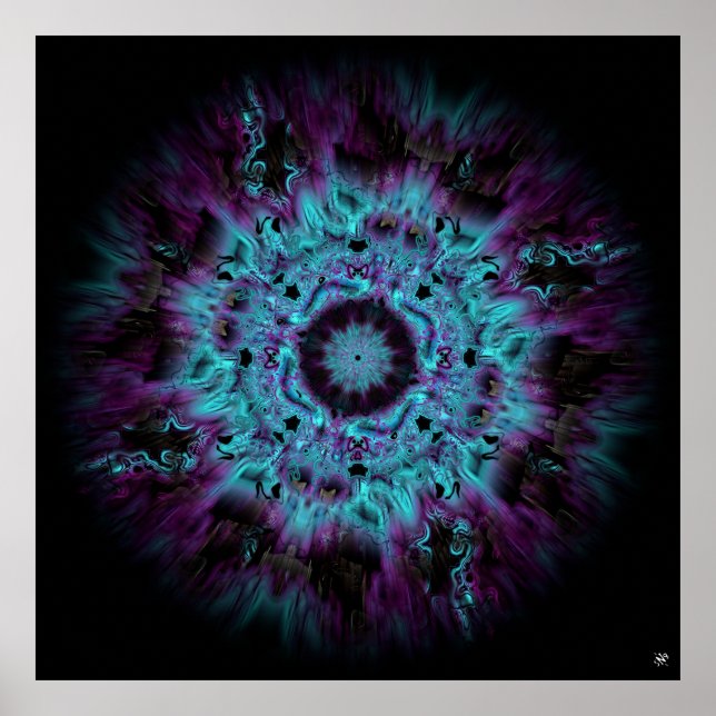 Iris nebula - färglös abstrakt mönster v2 poster (Framsidan)