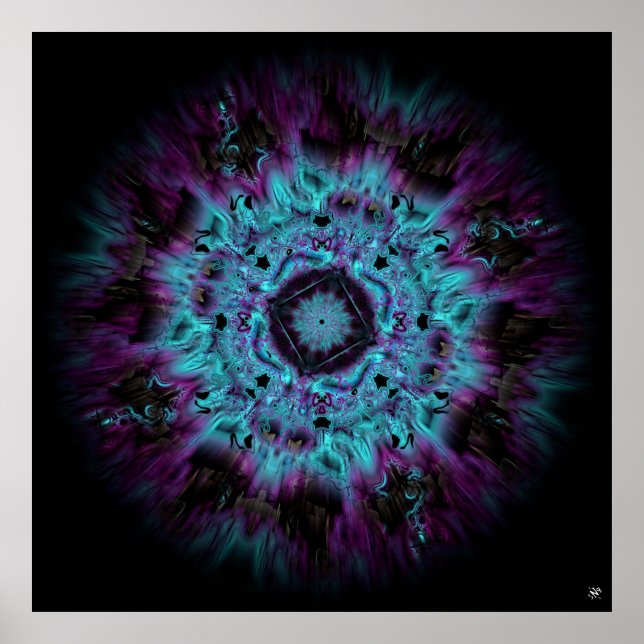 Iris nebula - färglös abstrakt mönster v3-1 poster (Framsidan)