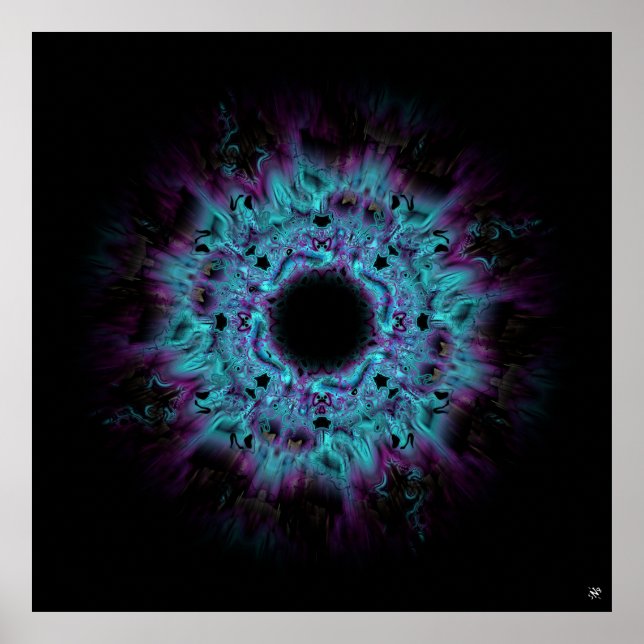 Iris nebula - färglös abstrakt mönster v4-2 poster (Framsidan)