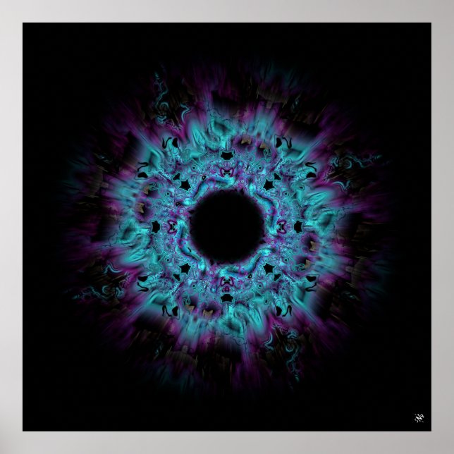 Iris nebula - färglös abstrakt mönster v4 poster (Framsidan)