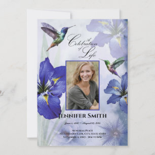 Iris och Hummingbird Firande of Life Funeral Inbjudningar
