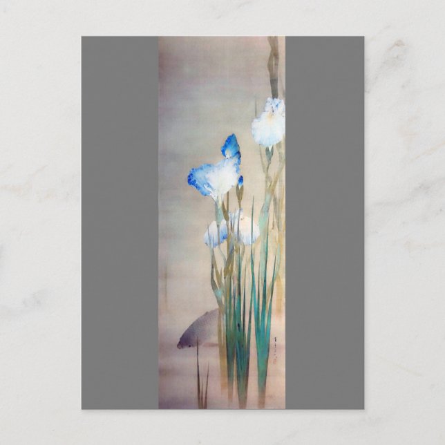 Iris och karp, Watanabe Seitei Vykort (Framsida)