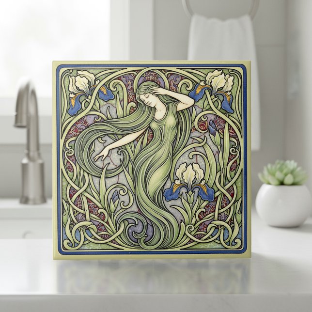 Iris och Muse Art Nouveau Pat#5 ID1193 Kakelplatta (Skapare uppladdad)