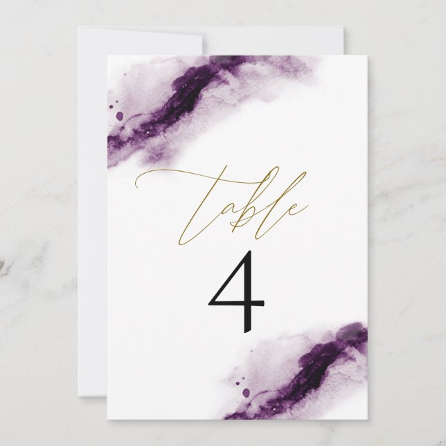 IRIS | Plum Lila Watercolor Guld Bordsnummer (Framsida)