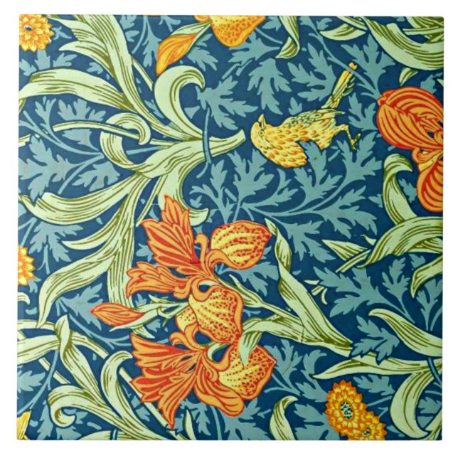 Iris, populär design av William Morris. Kakelplatta (Framsidan)