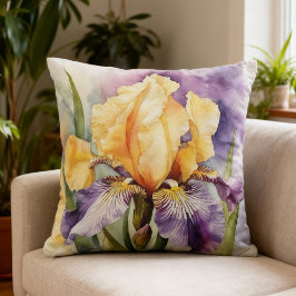 Iris Schwertlilie lila orange - Aquarell-Design |  Kudde