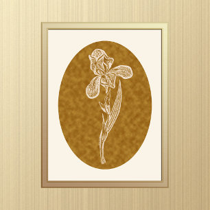 Iris Silhouette Cream på Tortoiseshell Brown Poster