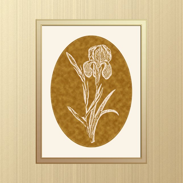 Iris Silhouette på texturerad bruna bakgrund Poster (Skapare uppladdad)