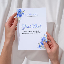 Iris Something Blue Bridal Shower Guest Book Sign Inbjudningar