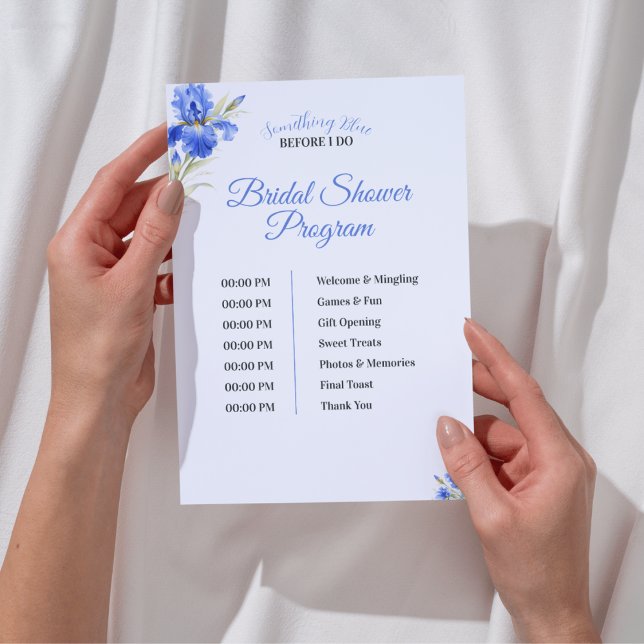 Iris Something Blue Bröllopsdusch Program Tidslinj (Blue Iris Something Blue Bridal Shower Program Timeline)