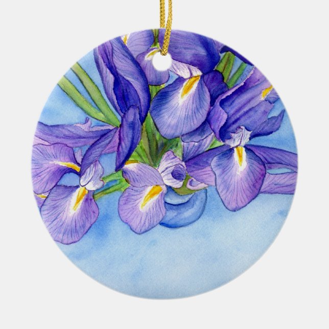 Iris Vas Flower Art Painting Ornament Pendant (Framsidan)