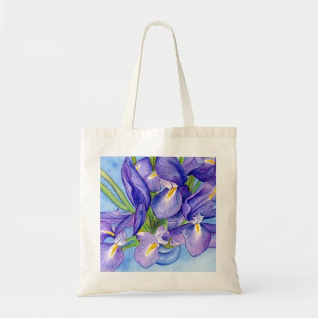 Iris Vas Flower Painting Tote Bag Tygkasse (Framsidan)