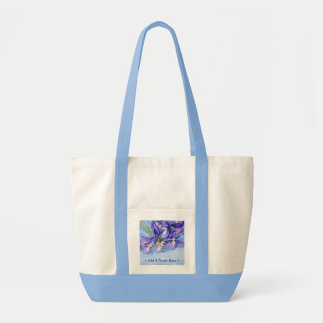 Iris Vas Flower Painting Tote Bag Tygkasse (Framsidan)