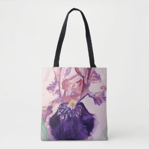 Iris Vattenfärgsfärgsfärgsfärgsfärgad Blommig Tygkasse