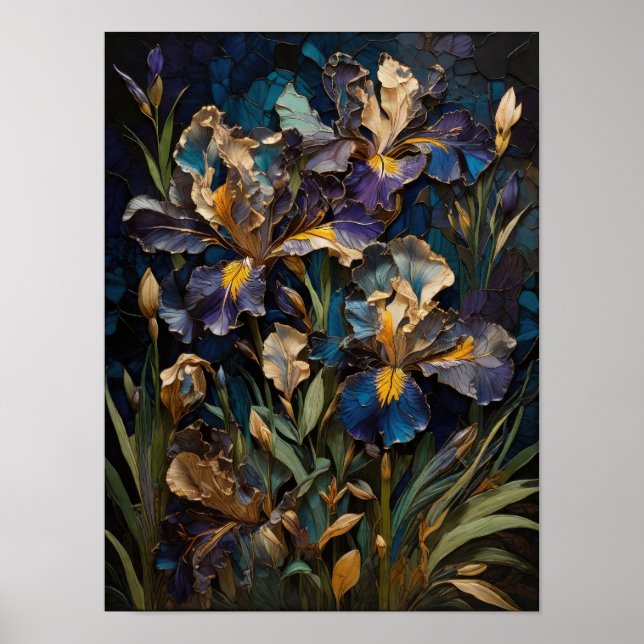 Iris-viskare - blommor, digitalkonst poster (Framsidan)
