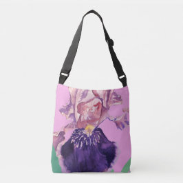 Iris Watercolor Lila Blommigt Tote Crossbody Bag Axelväska