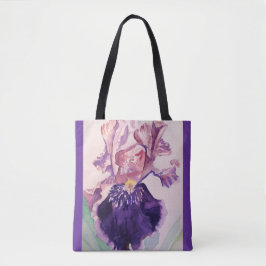 Iris Watercolor Lila Flower Blommigt Tote Bag Tygkasse