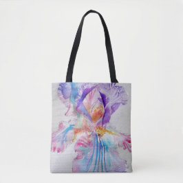 Iris Watercolor Lila Flower Blommigt Tote Bag Tygkasse